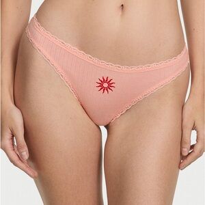 Victoria’s Secret Cotton Pointelle Lace-Waist Thong Size M NWT